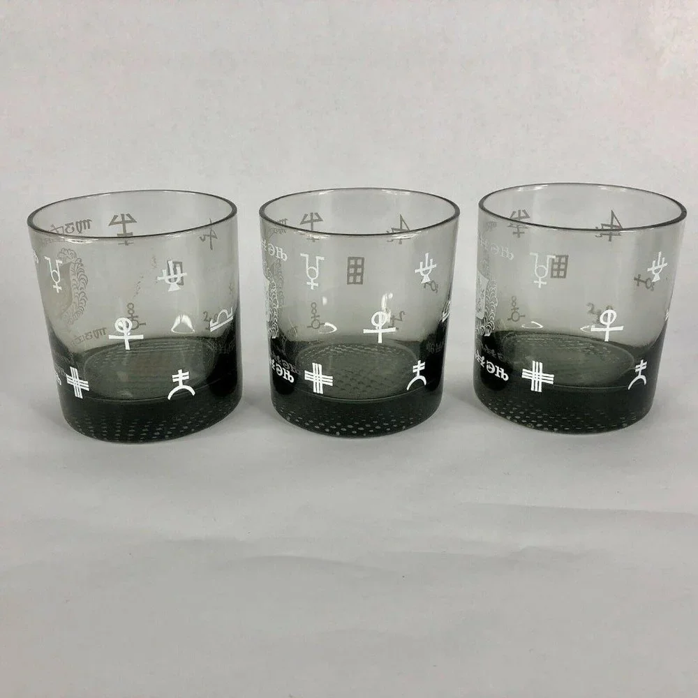 Set of 6 Pharmacy Symbol Glasses Barware Apothecary Tumblers MCM Lowball‎ Rocks